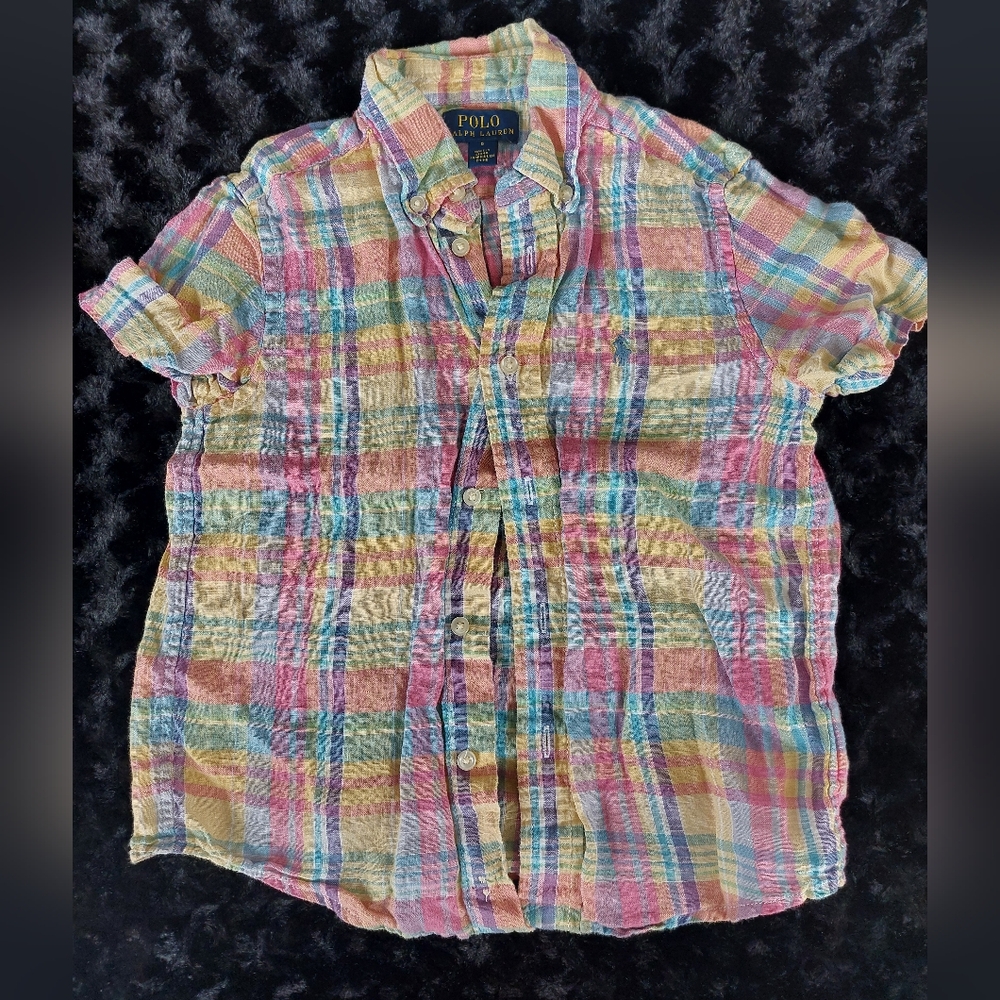 Short Sleeve Button Down Plaid Shirt
